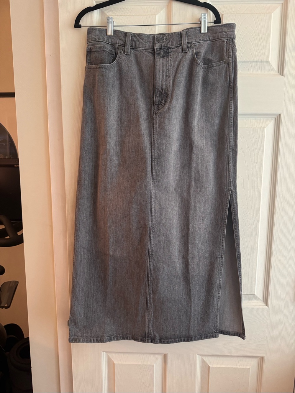 Madewell Gray Denim Maxi Skirt with Side Slit
